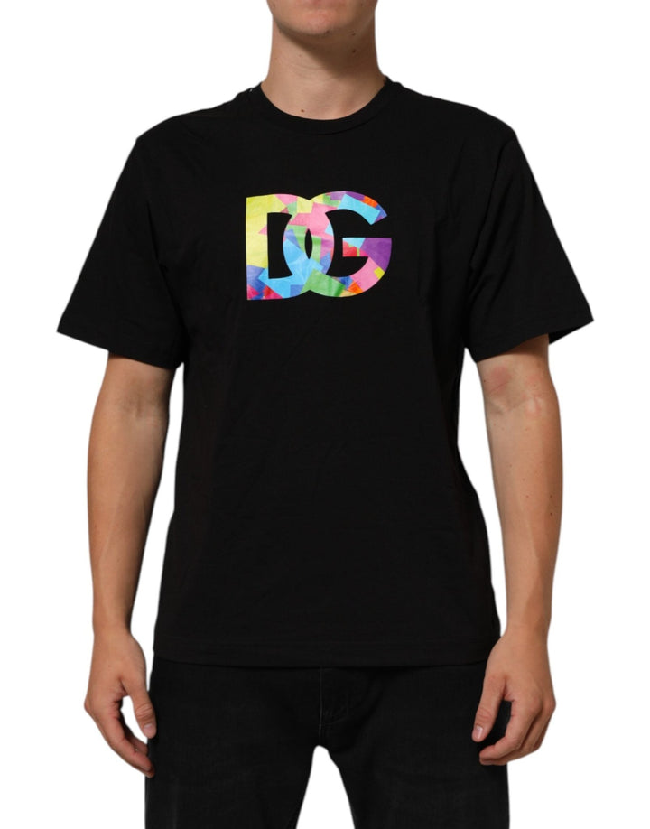 Dolce & Gabbana Black Logo Print Cotton Crew Neck T-shirt - RIMODA