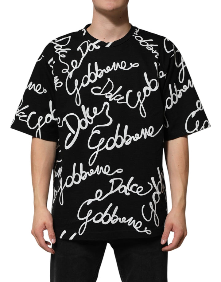 Dolce & Gabbana Black Logo Print Cotton Crew Neck T-shirt - RIMODA