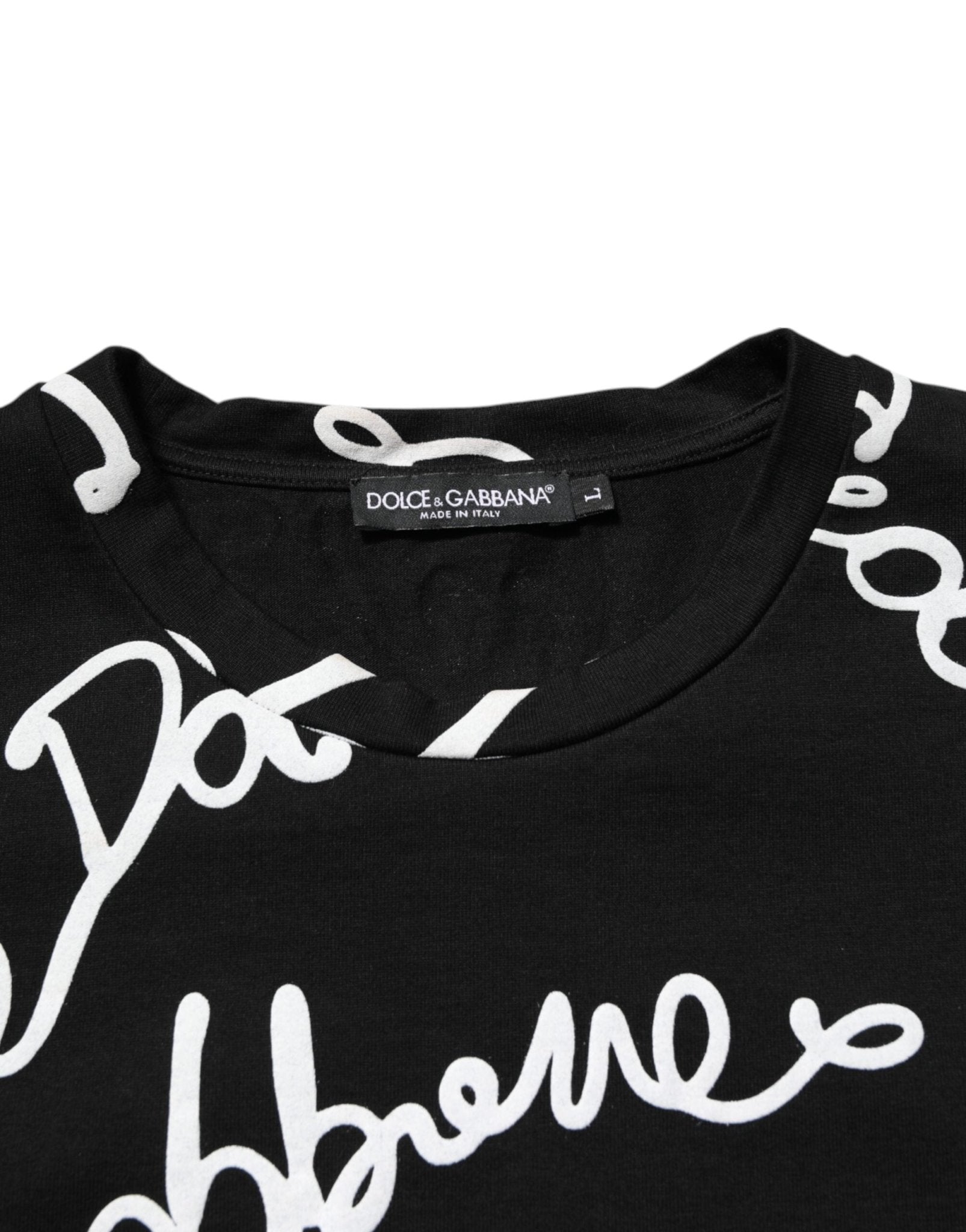 Dolce & Gabbana Black Logo Print Cotton Crew Neck T-shirt - RIMODA