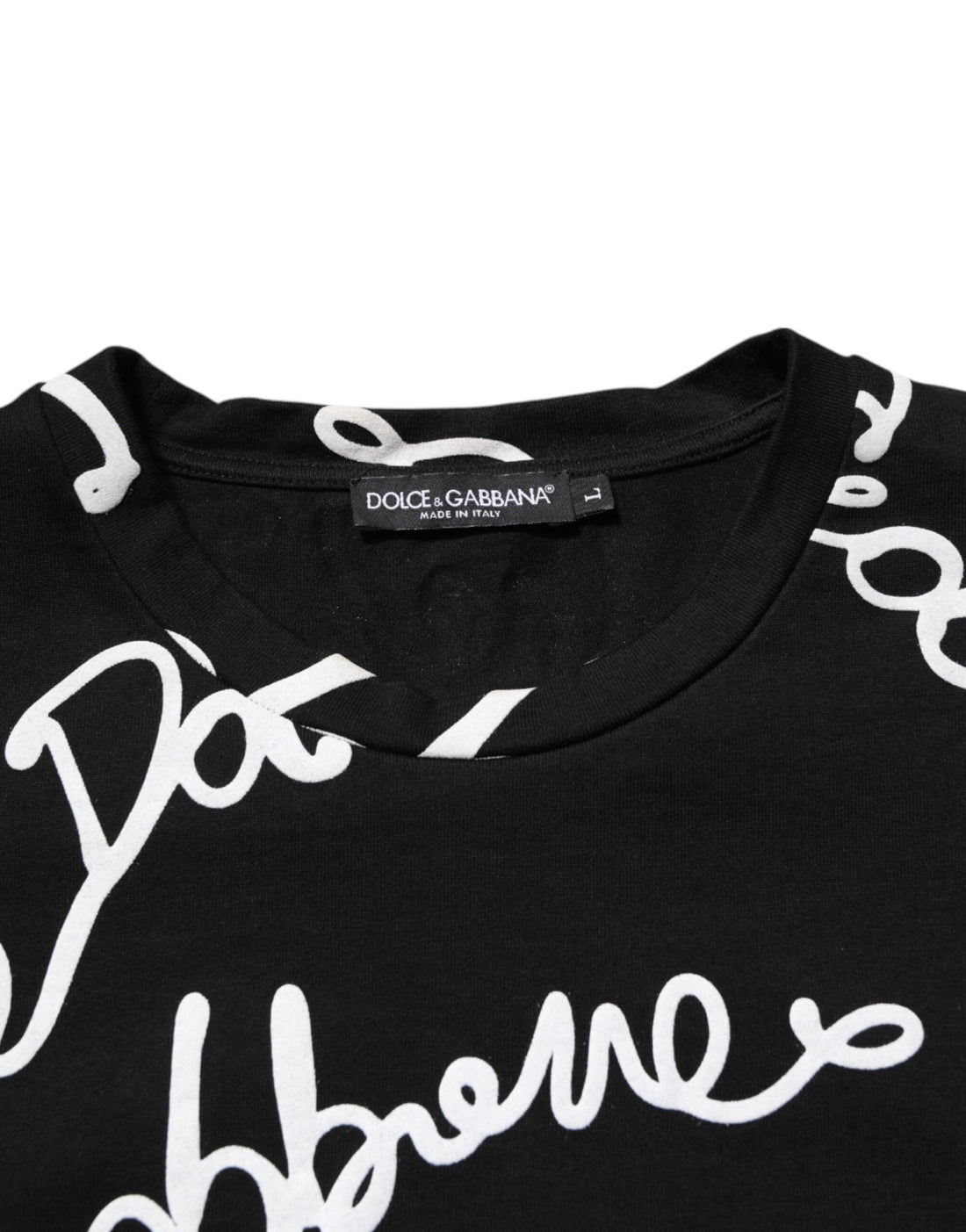 Dolce & Gabbana Black Logo Print Cotton Crew Neck T-shirt - RIMODA