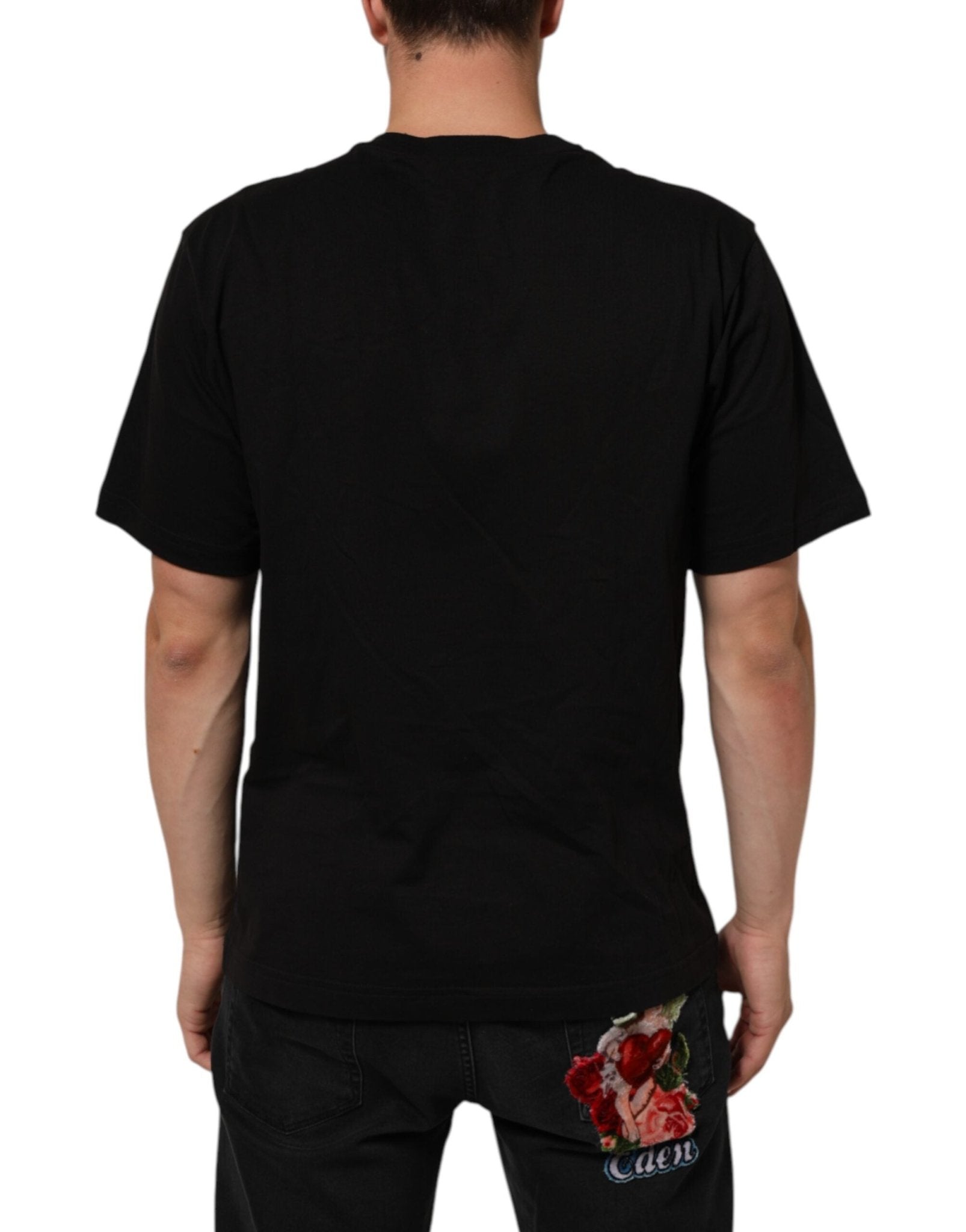 Dolce & Gabbana Black Logo Print Cotton Crew Neck T-shirt - RIMODA