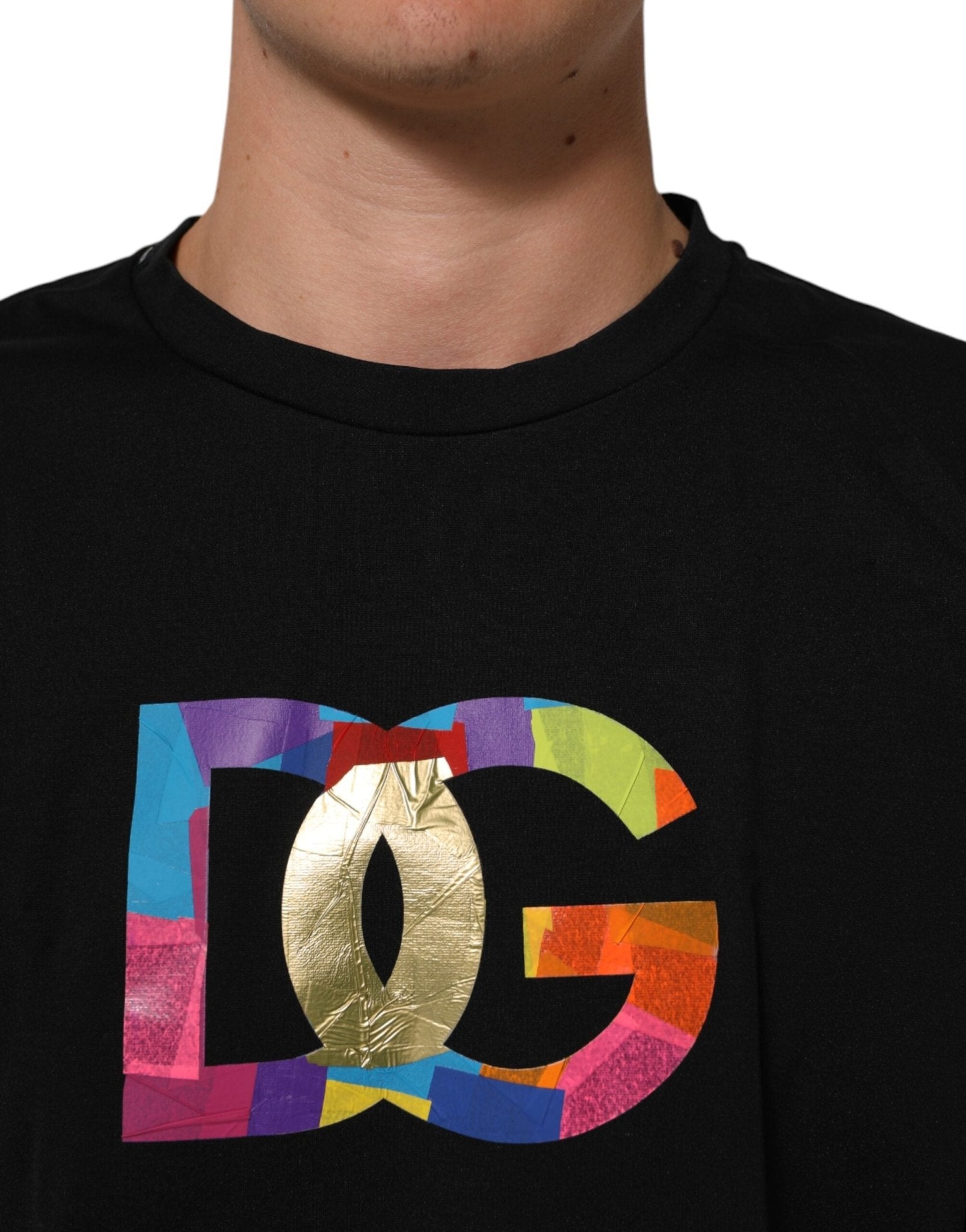 Dolce & Gabbana Black Logo Print Cotton Men Crew Neck T-shirt - RIMODA