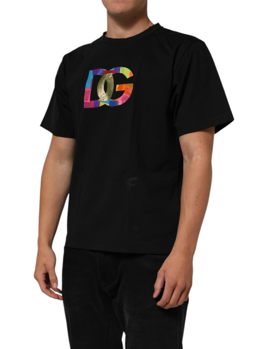 Dolce & Gabbana Black Logo Print Cotton Men Crew Neck T-shirt - RIMODA
