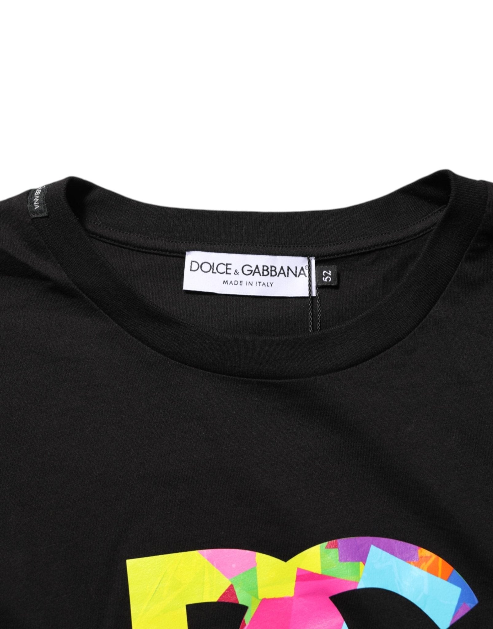 Dolce & Gabbana Black Logo Print Cotton Men Crew Neck T-shirt - RIMODA