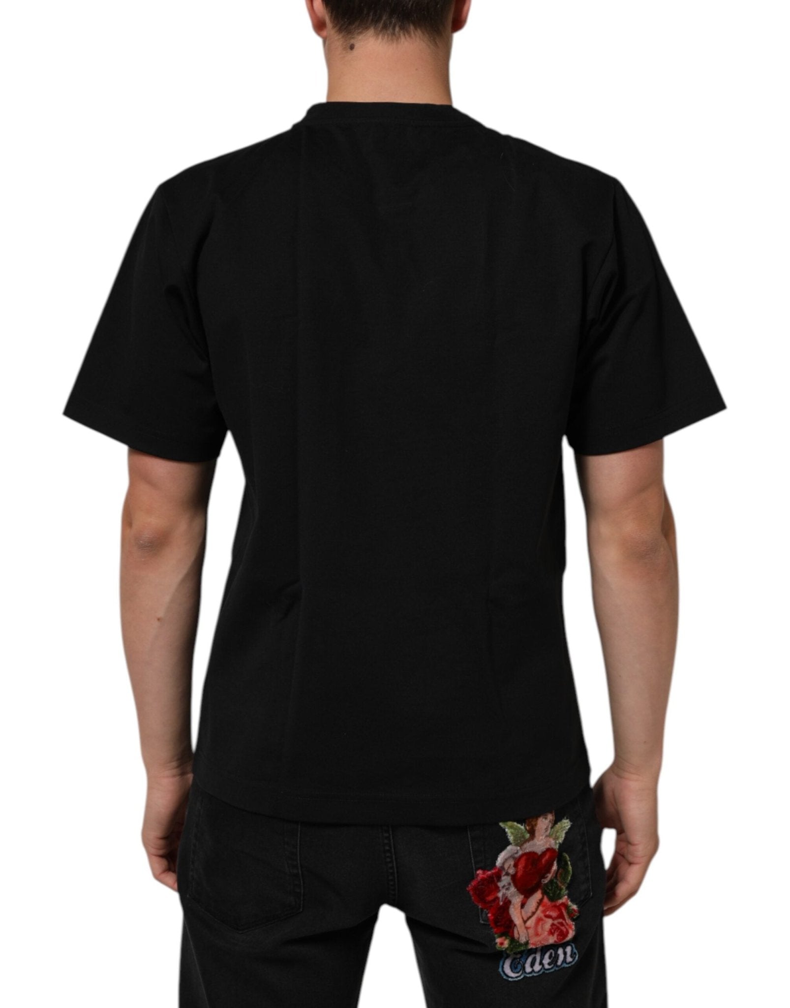 Dolce & Gabbana Black Logo Print Cotton Men Crew Neck T-shirt - RIMODA