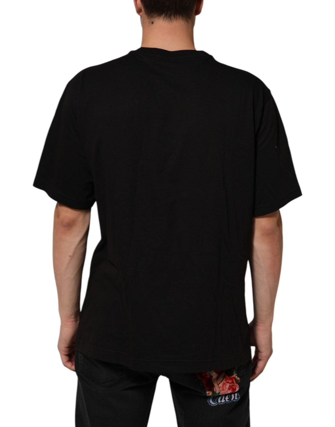 Dolce & Gabbana Black Logo Print Cotton Men Crew Neck T-shirt - RIMODA