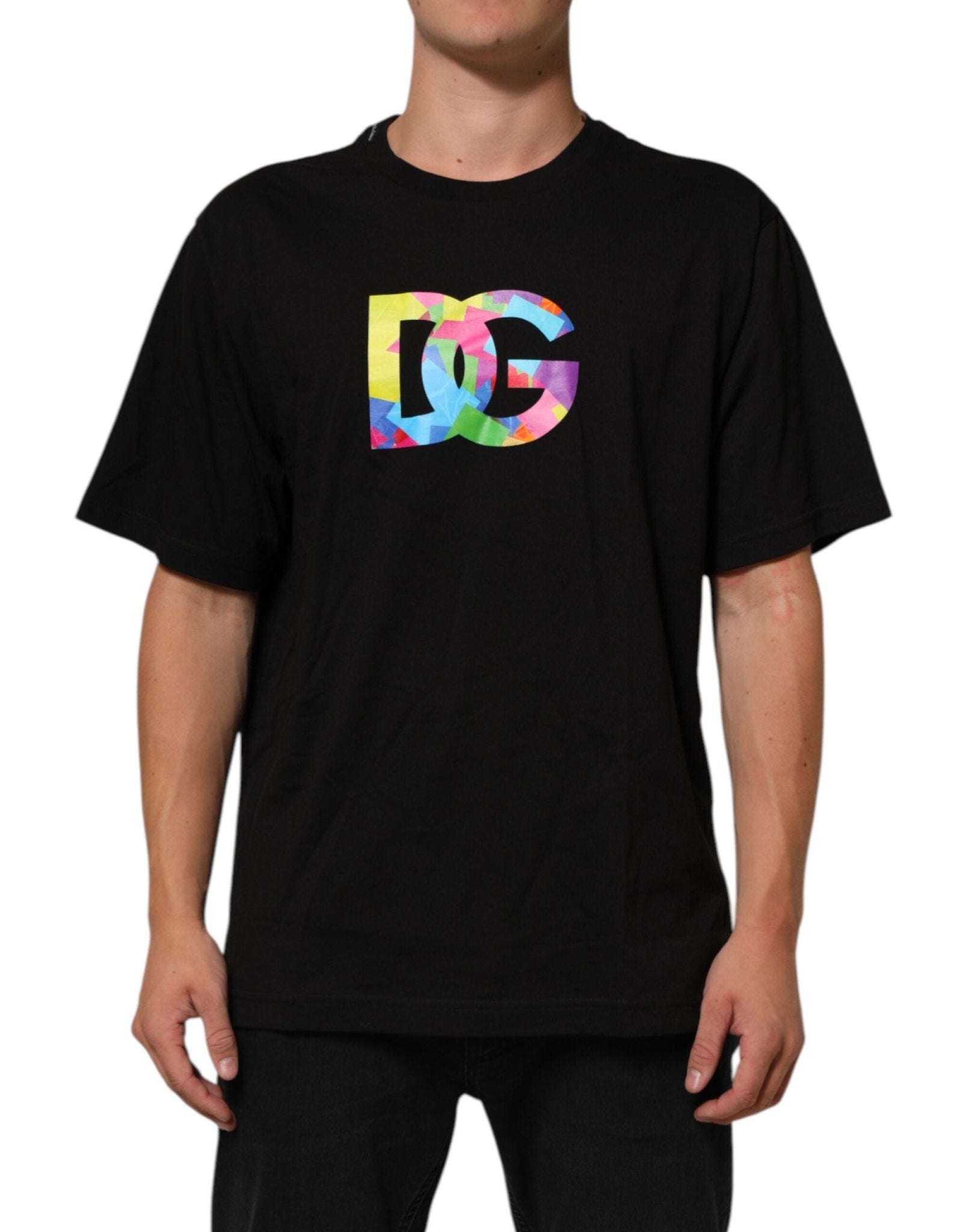 Dolce & Gabbana Black Logo Print Cotton Men Crew Neck T-shirt - RIMODA