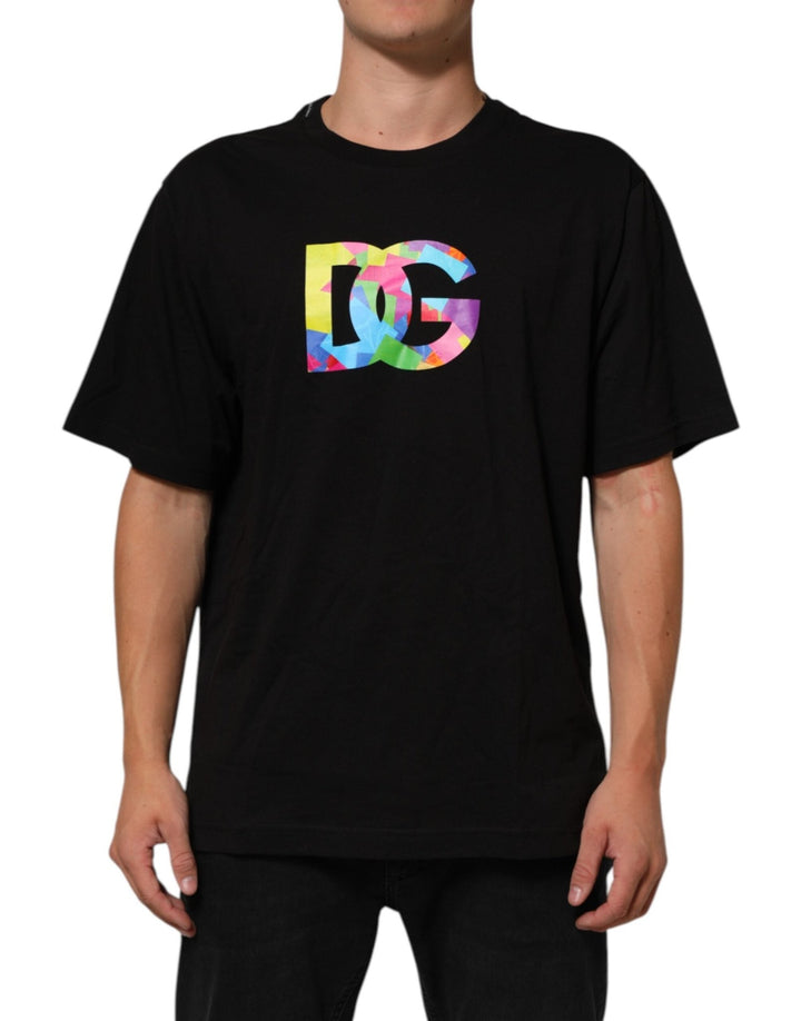 Dolce & Gabbana Black Logo Print Cotton Men Crew Neck T-shirt - RIMODA