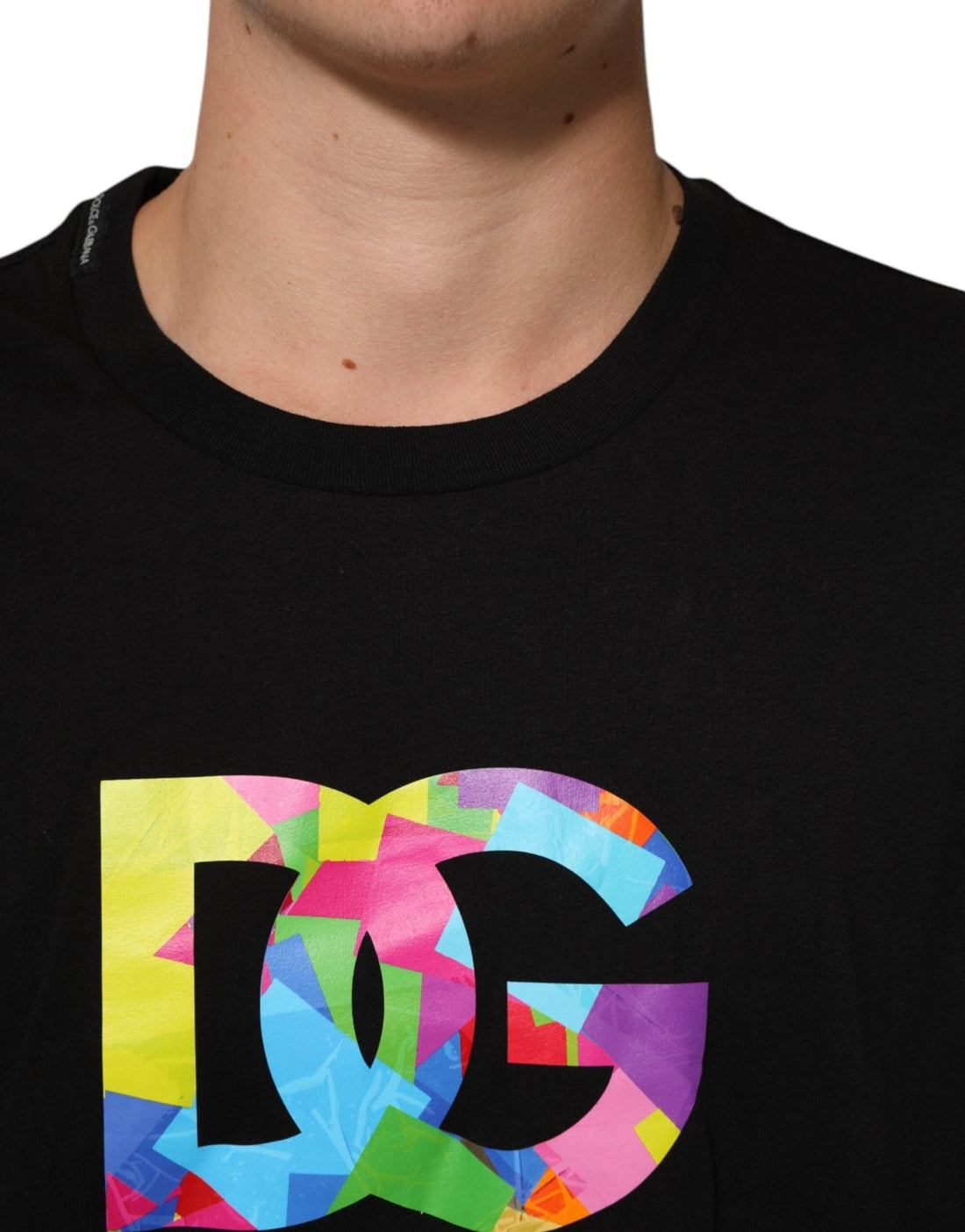 Dolce & Gabbana Black Logo Print Cotton Men Crew Neck T-shirt - RIMODA