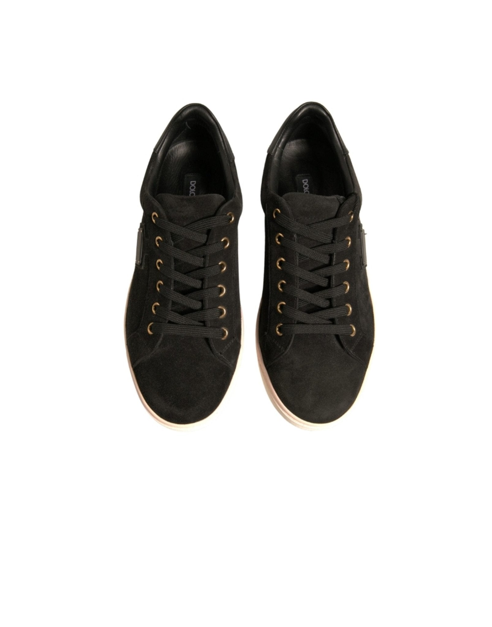 Dolce & Gabbana Black Logo Suede Leather Men Sneakers Shoes - RIMODA
