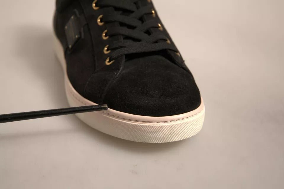 Dolce & Gabbana Black Logo Suede Leather Men Sneakers Shoes - RIMODA