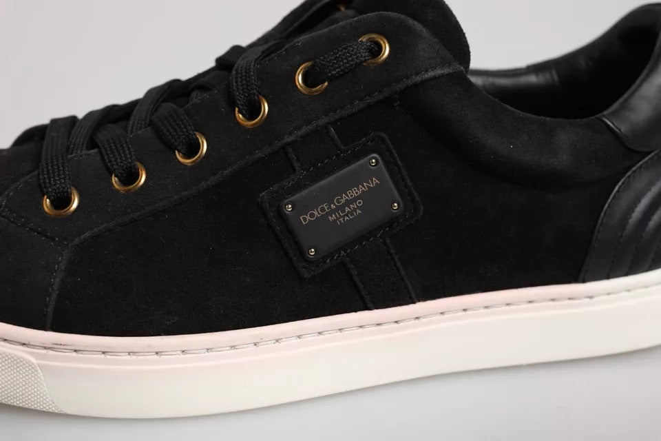Dolce & Gabbana Black Logo Suede Leather Men Sneakers Shoes - RIMODA