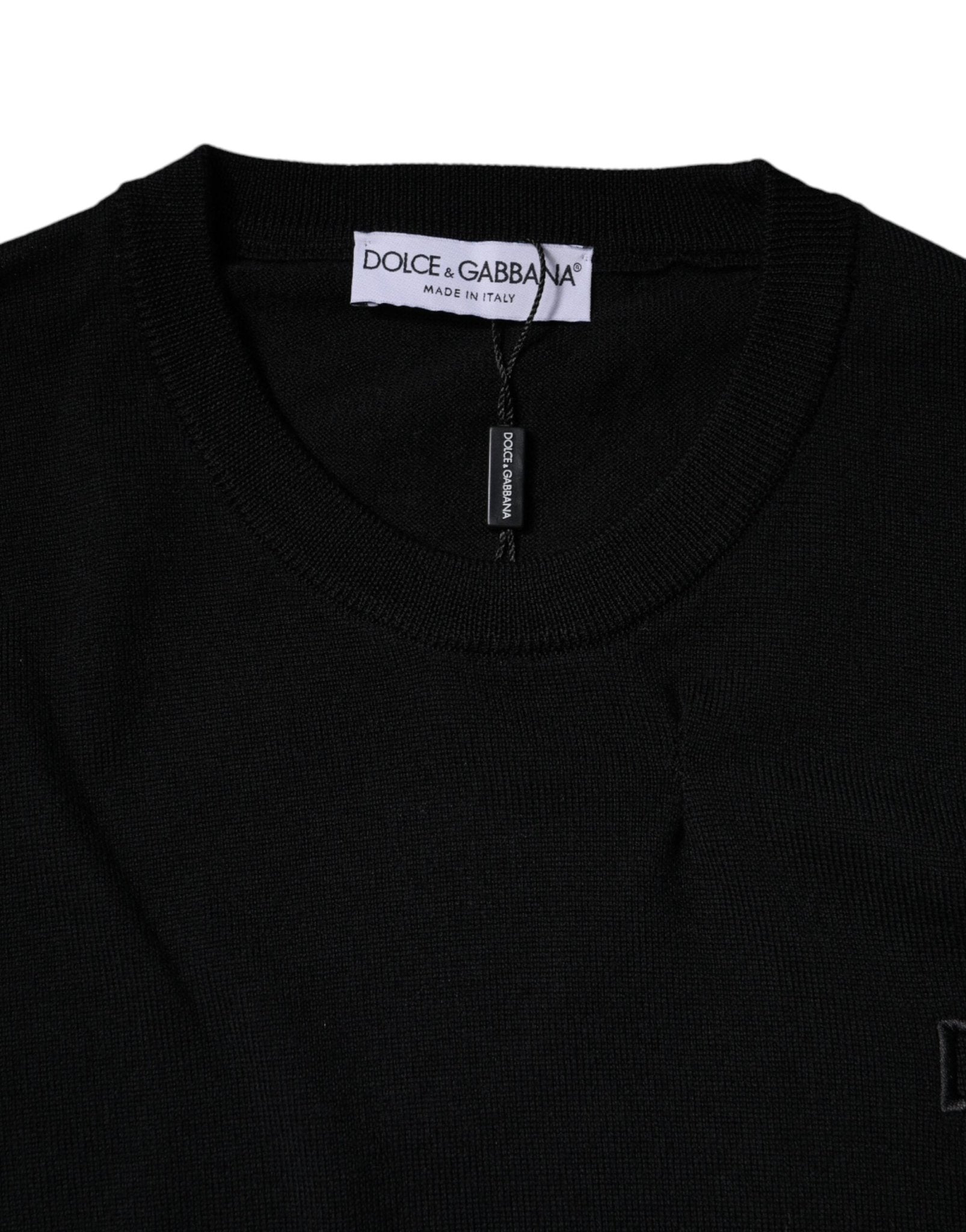 Dolce & Gabbana Black Logo Wool Crew Neck Pullover Sweater - RIMODA