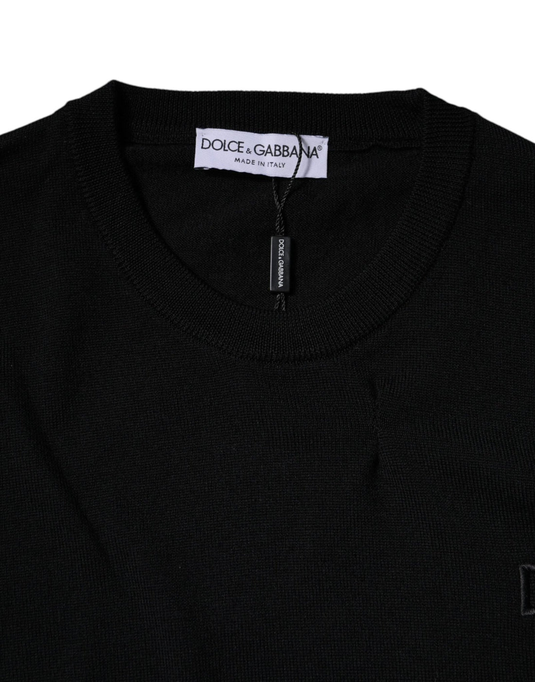Dolce & Gabbana Black Logo Wool Crew Neck Pullover Sweater - RIMODA