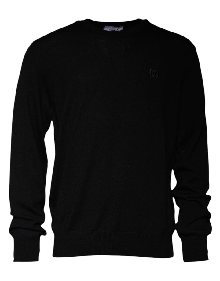 Dolce & Gabbana Black Logo Wool Crew Neck Pullover Sweater - RIMODA