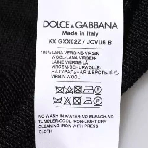 Dolce & Gabbana Black Logo Wool Crew Neck Pullover Sweater - RIMODA