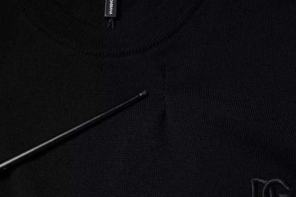 Dolce & Gabbana Black Logo Wool Crew Neck Pullover Sweater - RIMODA
