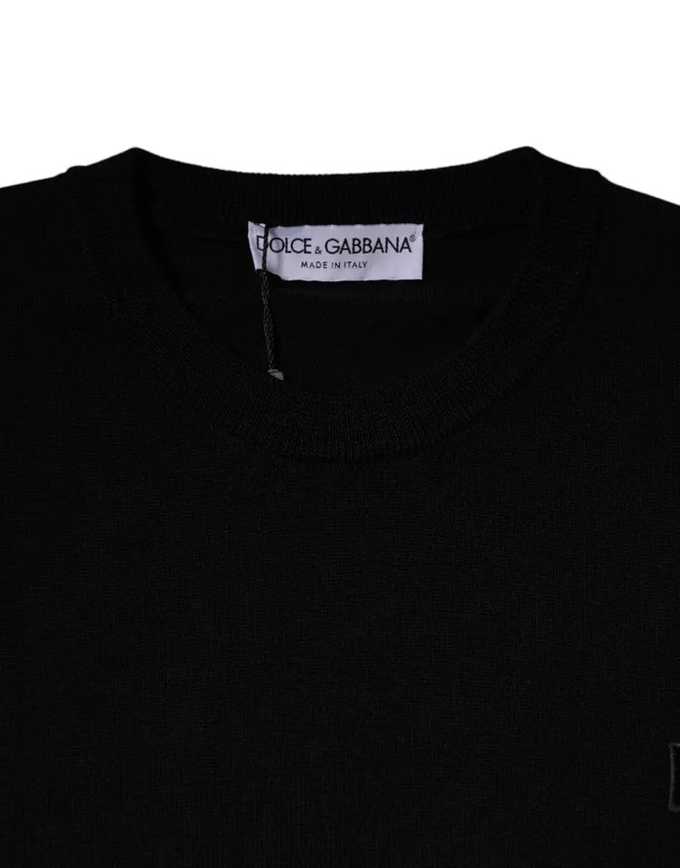 Dolce & Gabbana Black Logo Wool Crew Neck Pullover Sweater - RIMODA