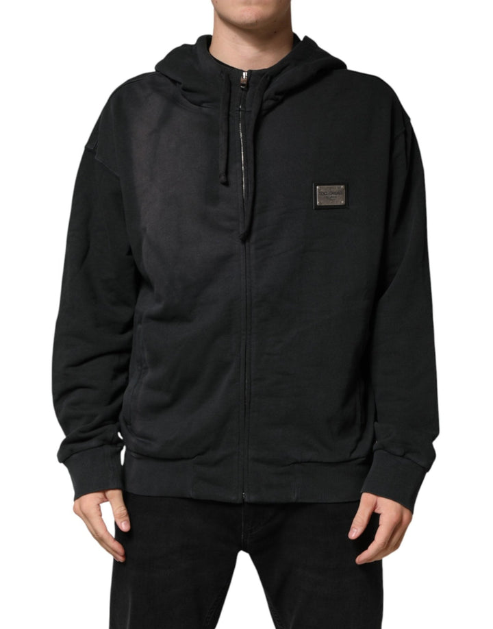 Dolce & Gabbana Black Logo Zipped Hooded Sweatshirt Sweater - RIMODA