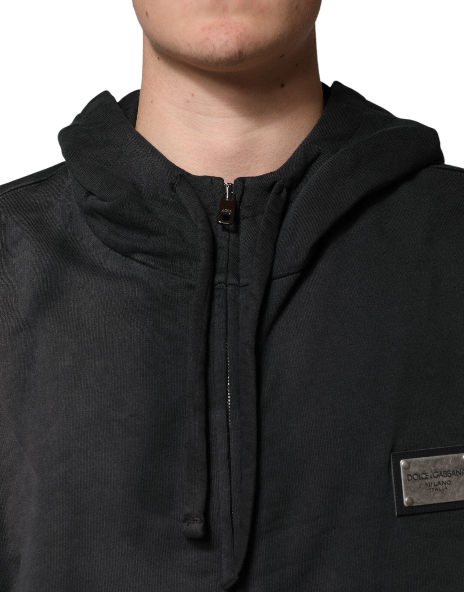 Dolce & Gabbana Black Logo Zipped Hooded Sweatshirt Sweater - RIMODA
