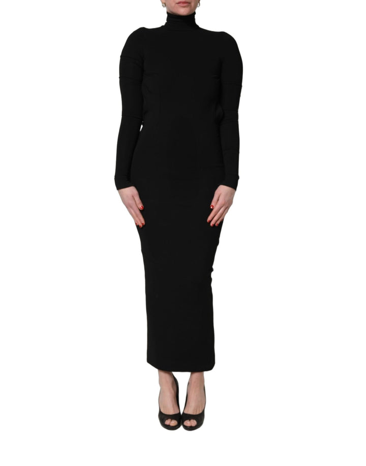 Dolce & Gabbana Black Long Sleeves Viscose Sheath Maxi Dress - RIMODA