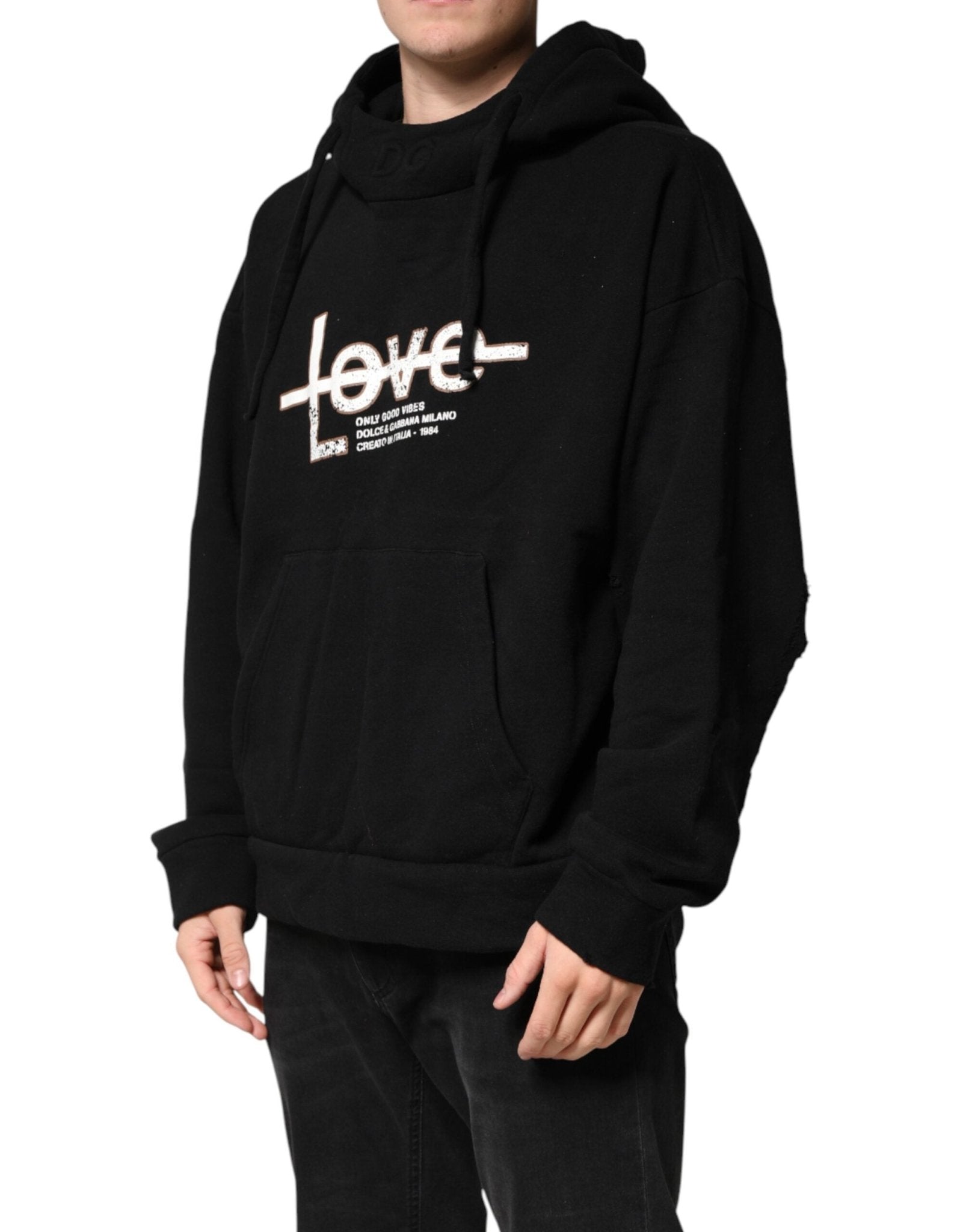 Dolce & Gabbana Black LOVE Cotton Hooded Sweatshirt Sweater - RIMODA