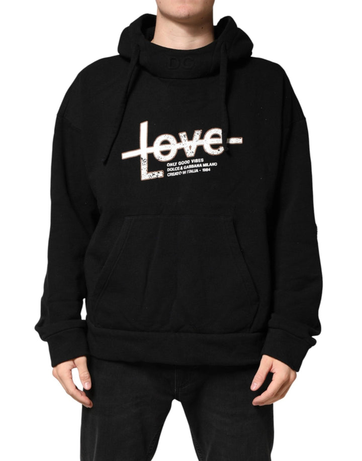 Dolce & Gabbana Black LOVE Cotton Hooded Sweatshirt Sweater - RIMODA
