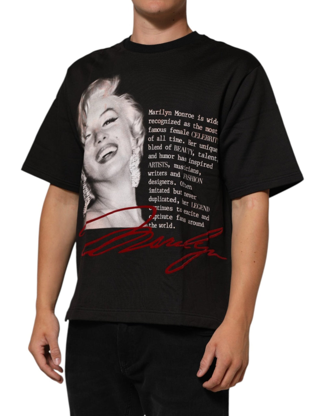 Dolce & Gabbana Black Marilyn Monroe Cotton Crew Neck T-shirt - RIMODA