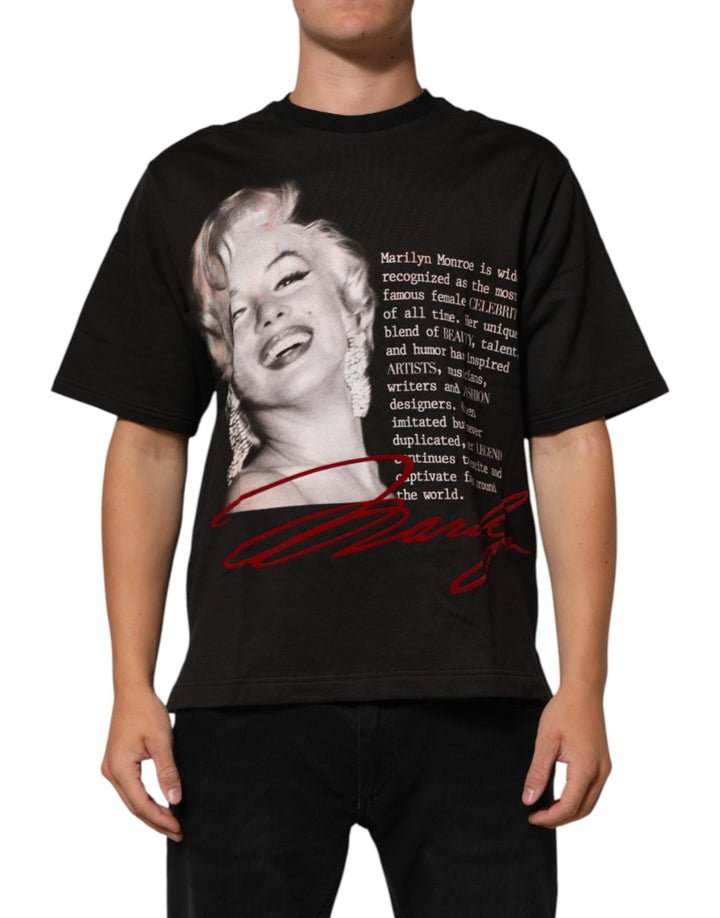 Dolce & Gabbana Black Marilyn Monroe Cotton Crew Neck T-shirt - RIMODA