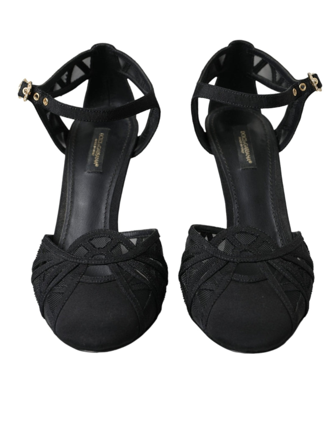 Dolce & Gabbana Black Mesh Ankle Strap Heels Sandals Shoes - RIMODA