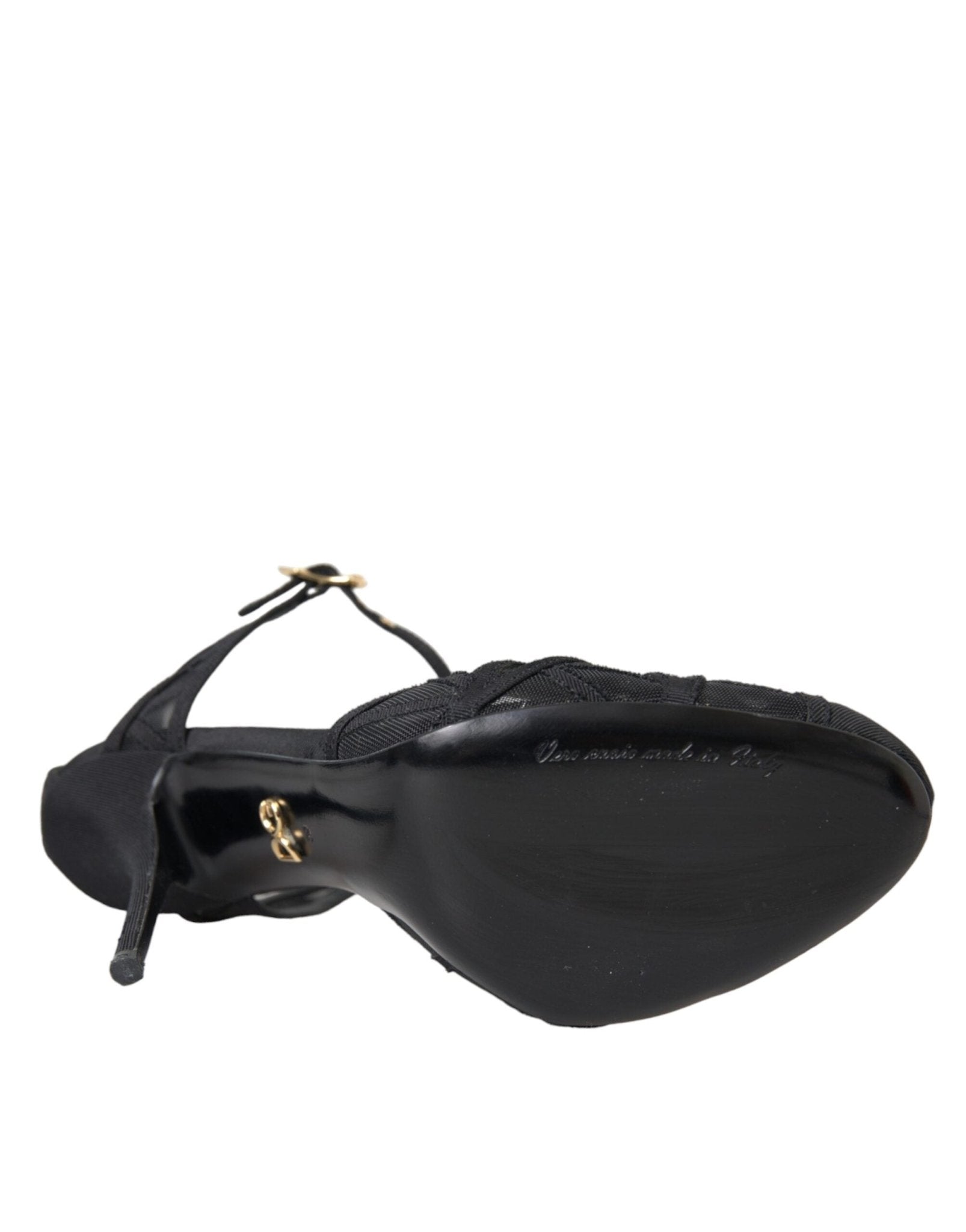 Dolce & Gabbana Black Mesh Ankle Strap Heels Sandals Shoes - RIMODA