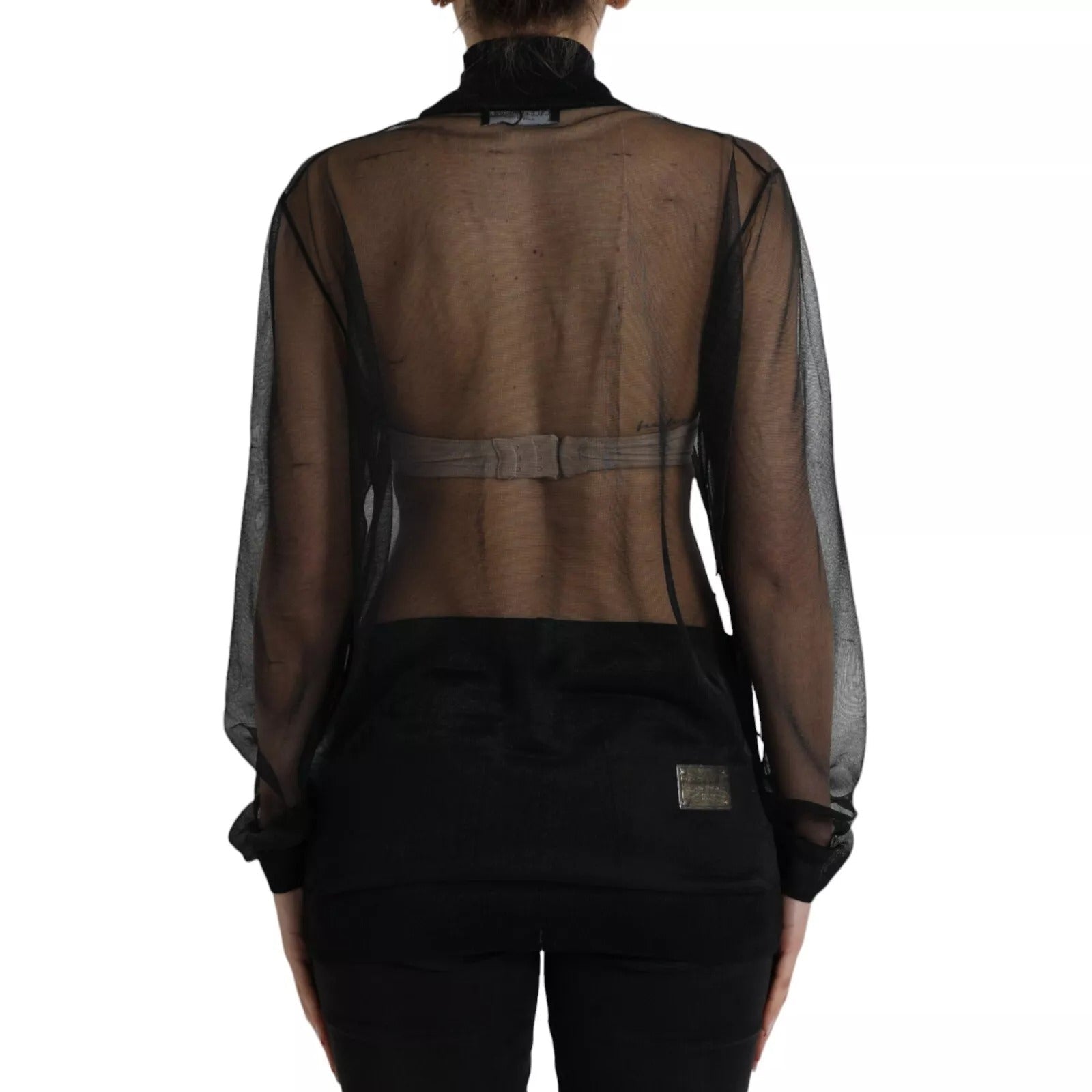 Dolce & Gabbana Black Mesh Turtleneck Sheer Blouse Top - RIMODA