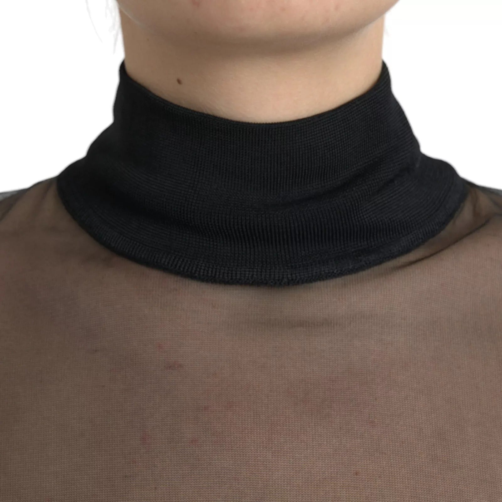 Dolce & Gabbana Black Mesh Turtleneck Sheer Blouse Top - RIMODA