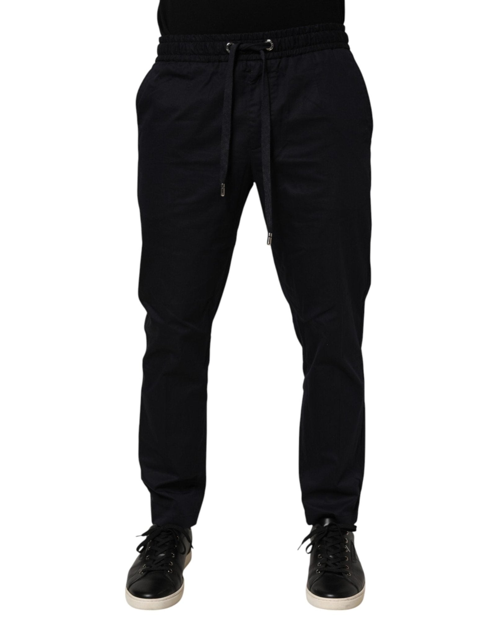 Dolce & Gabbana Black Mid Waist Drawstring Men Jogger Pants - RIMODA