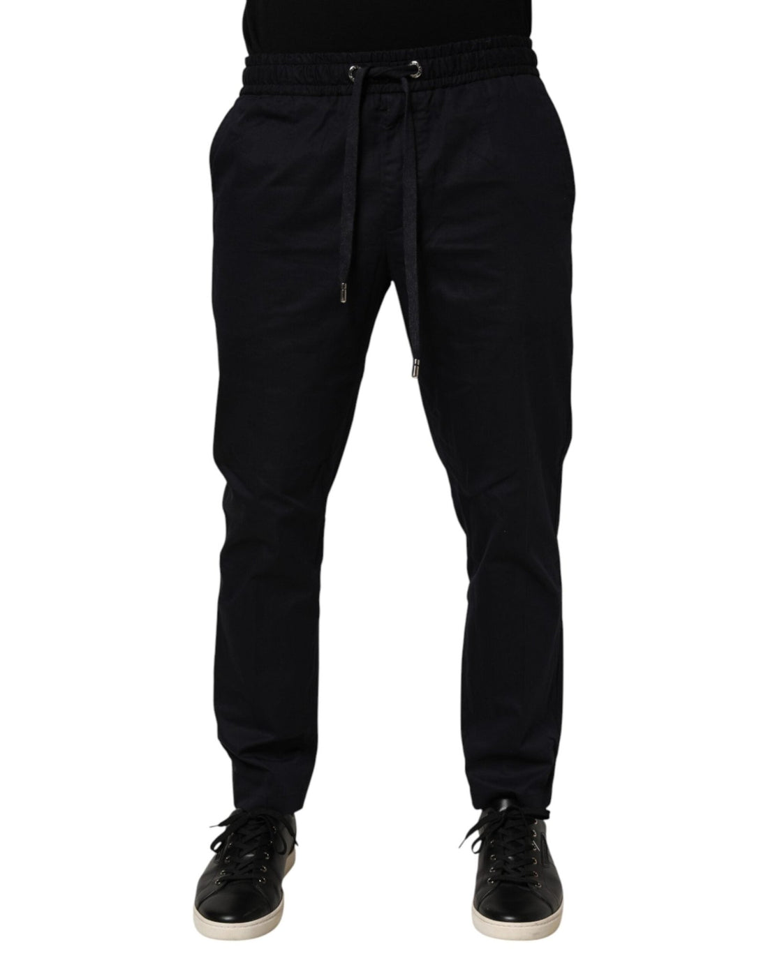 Dolce & Gabbana Black Mid Waist Drawstring Men Jogger Pants - RIMODA