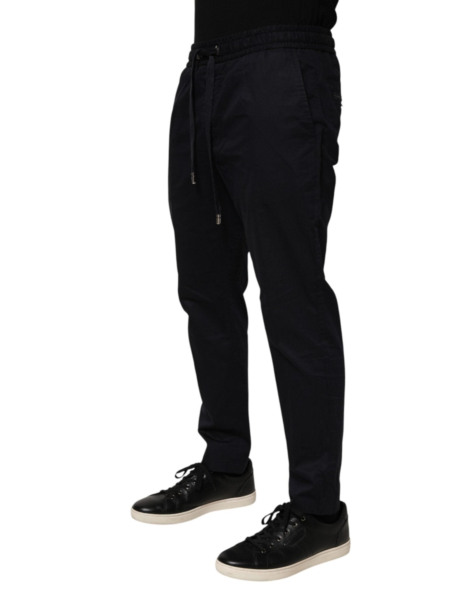 Dolce & Gabbana Black Mid Waist Drawstring Men Jogger Pants - RIMODA