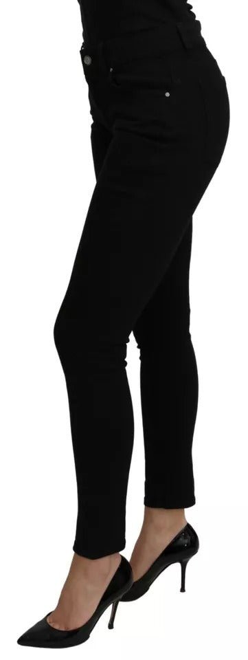 Dolce & Gabbana Black Mid Waist Slim Denim Cotton Stretch Jeans - RIMODA