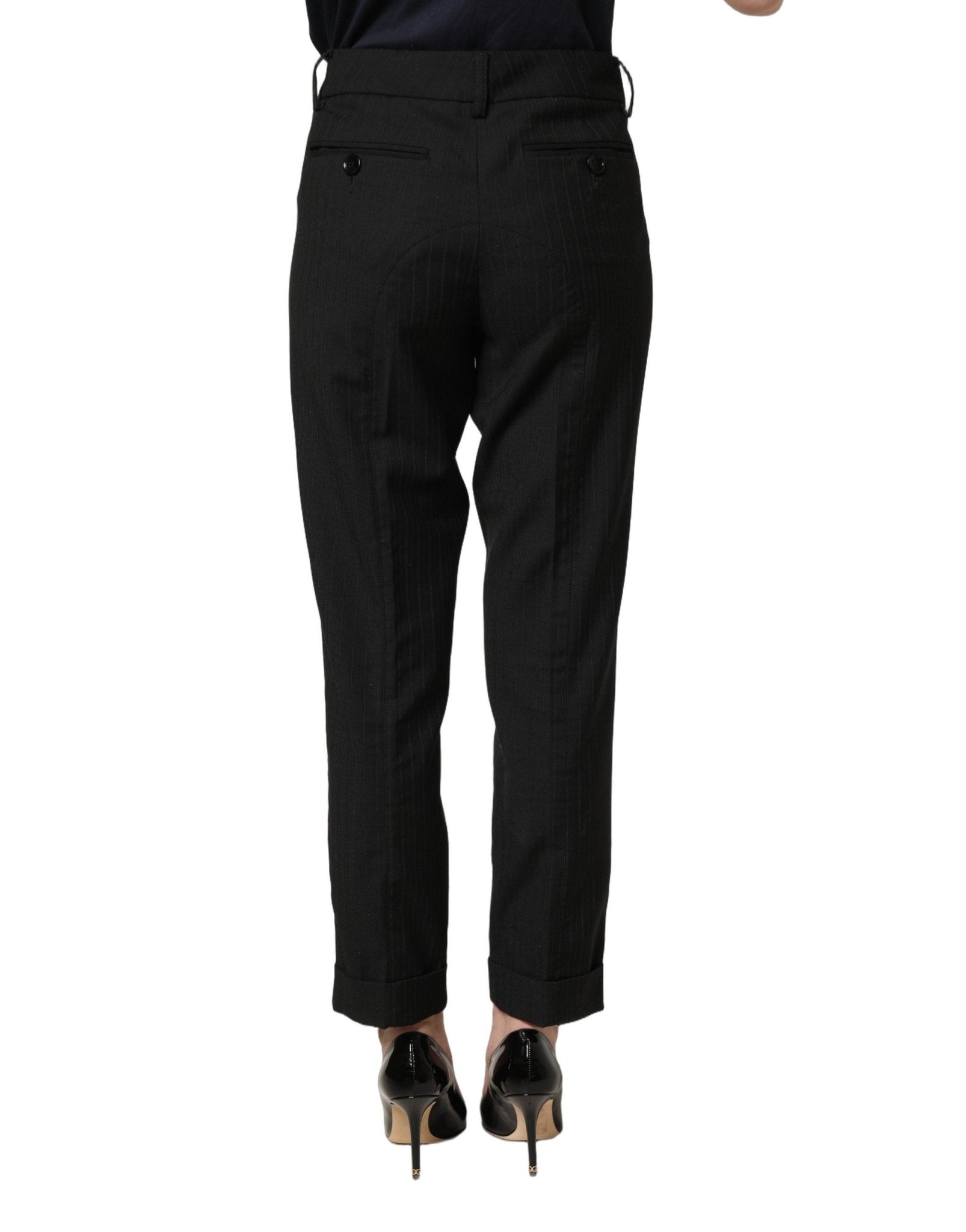 Dolce & Gabbana Black Mid Waisted Polyester Trouser Pants - RIMODA