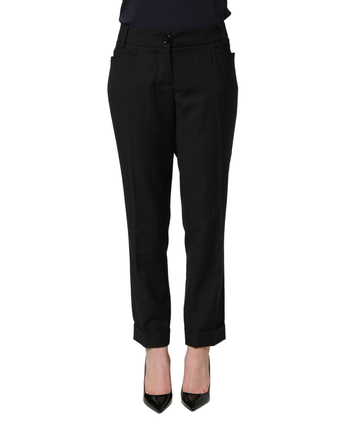 Dolce & Gabbana Black Mid Waisted Polyester Trouser Pants - RIMODA