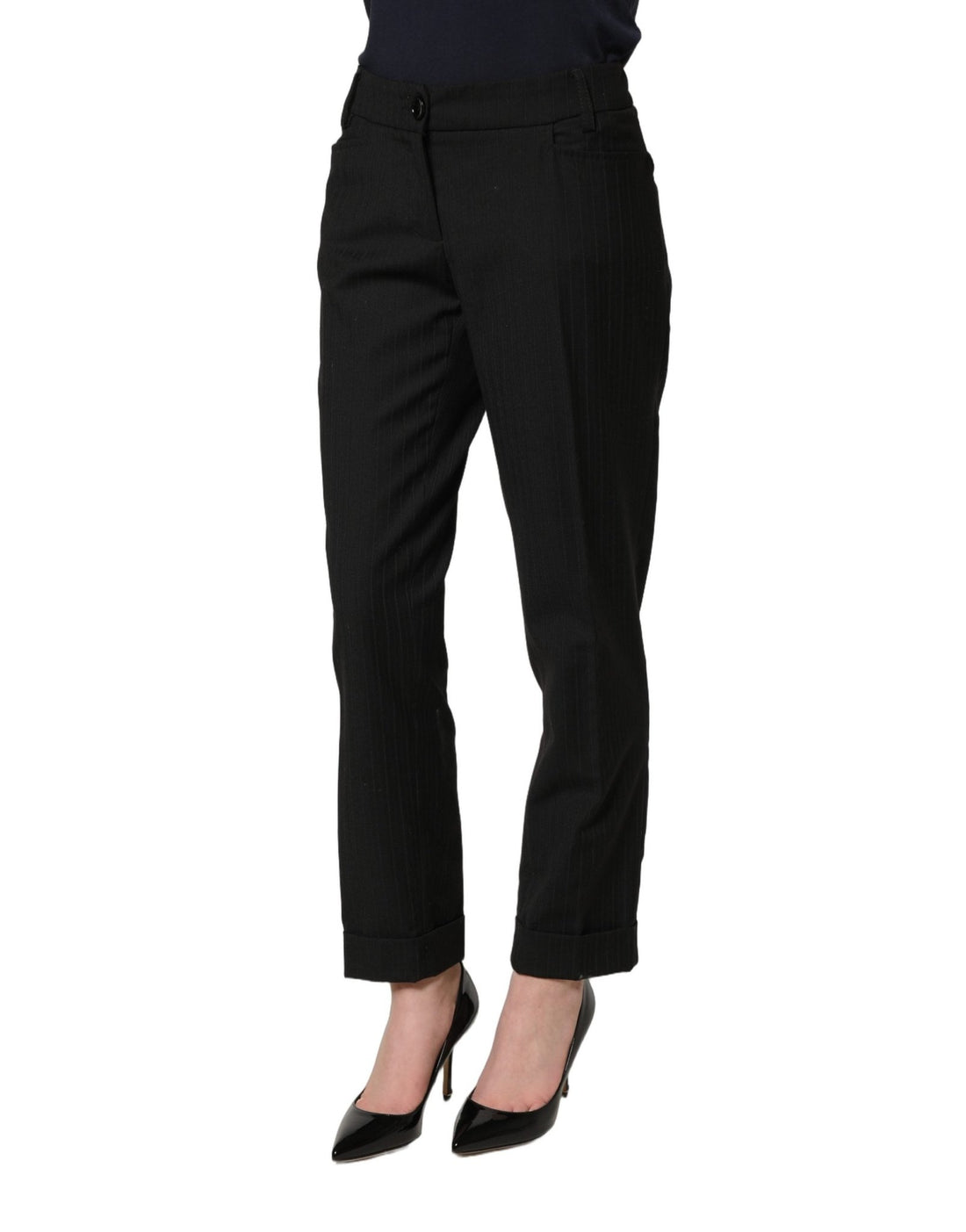 Dolce & Gabbana Black Mid Waisted Polyester Trouser Pants - RIMODA