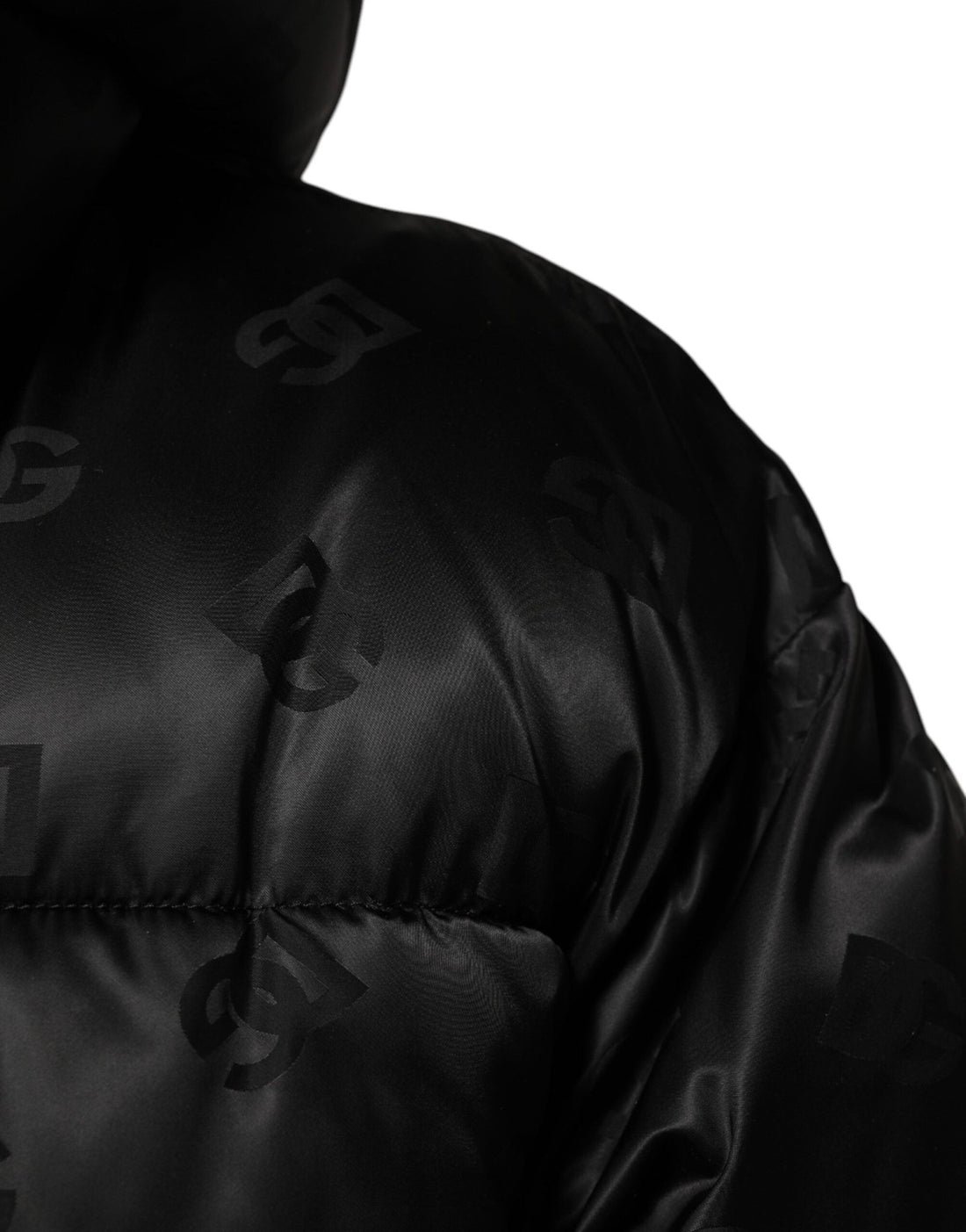 Dolce & Gabbana Black Monogram Logo Puffer Nylon Hooded Jacket - RIMODA