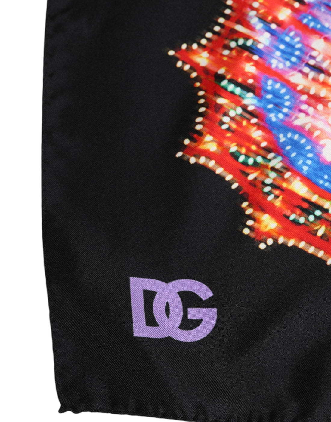Dolce & Gabbana Black Multicolor Print Square Foulard Scarf - RIMODA