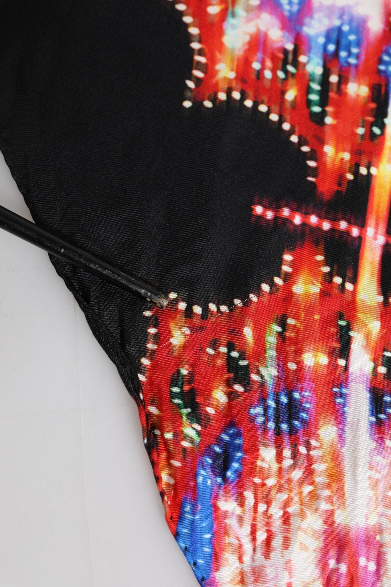 Dolce & Gabbana Black Multicolor Print Square Foulard Scarf - RIMODA