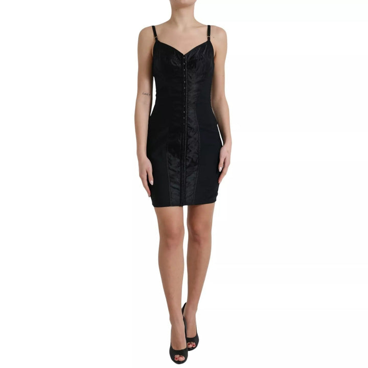 Dolce & Gabbana Black Nylon Bodycon Corset Bustier Mini Dress - RIMODA