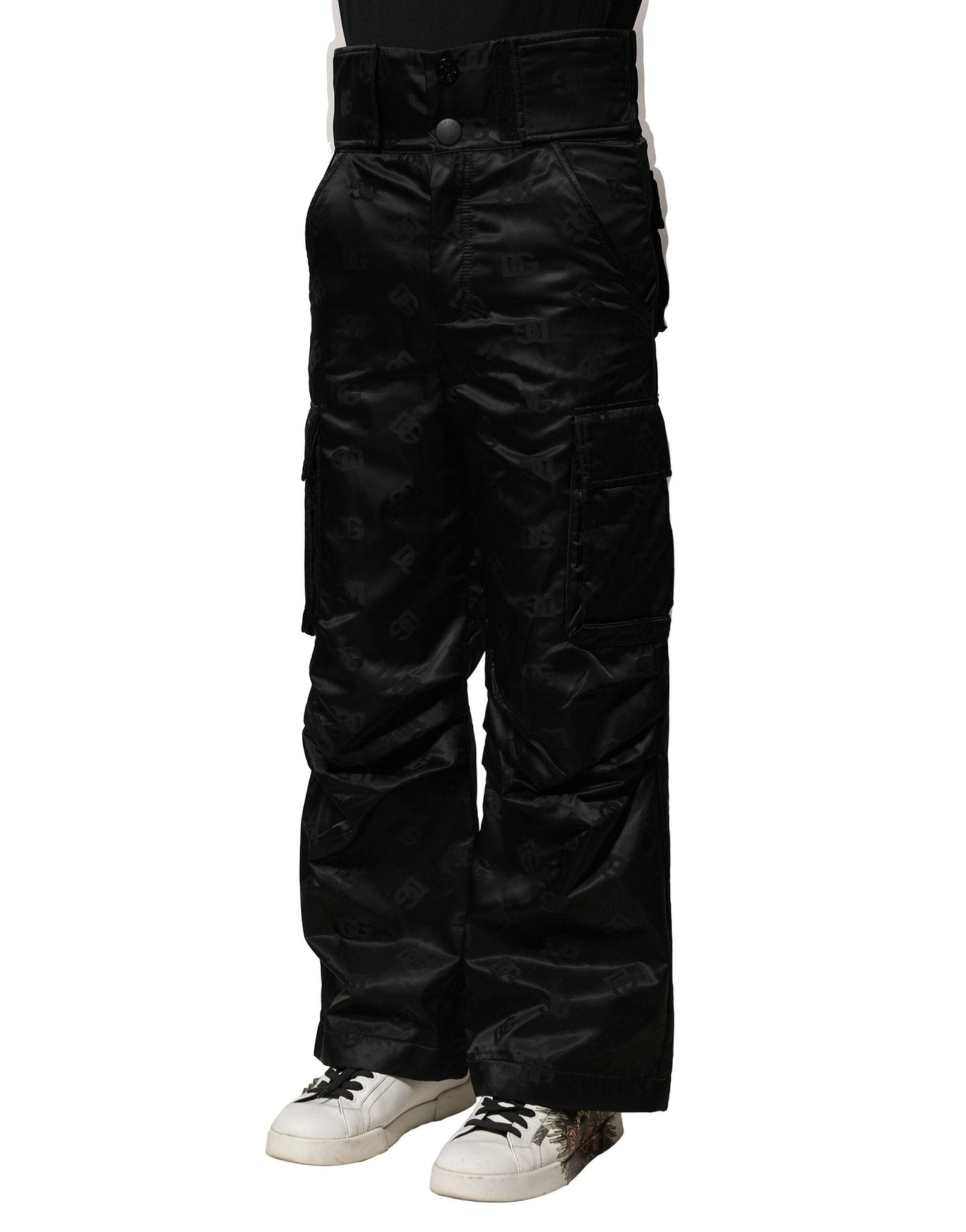 Dolce & Gabbana Black Nylon DG Logo Straight Pants - RIMODA