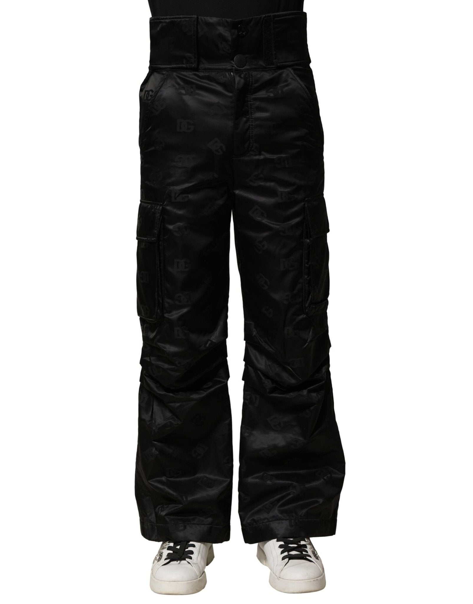 Dolce & Gabbana Black Nylon DG Logo Straight Pants - RIMODA