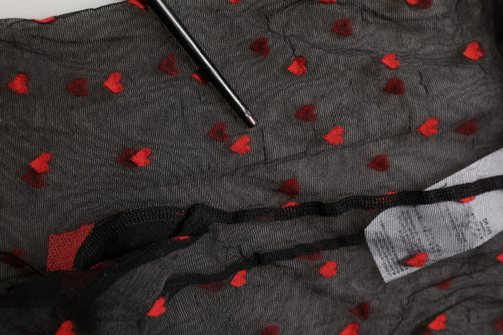 Dolce & Gabbana Black Nylon Hearts Tights Stocking Pantyhose Socks - RIMODA