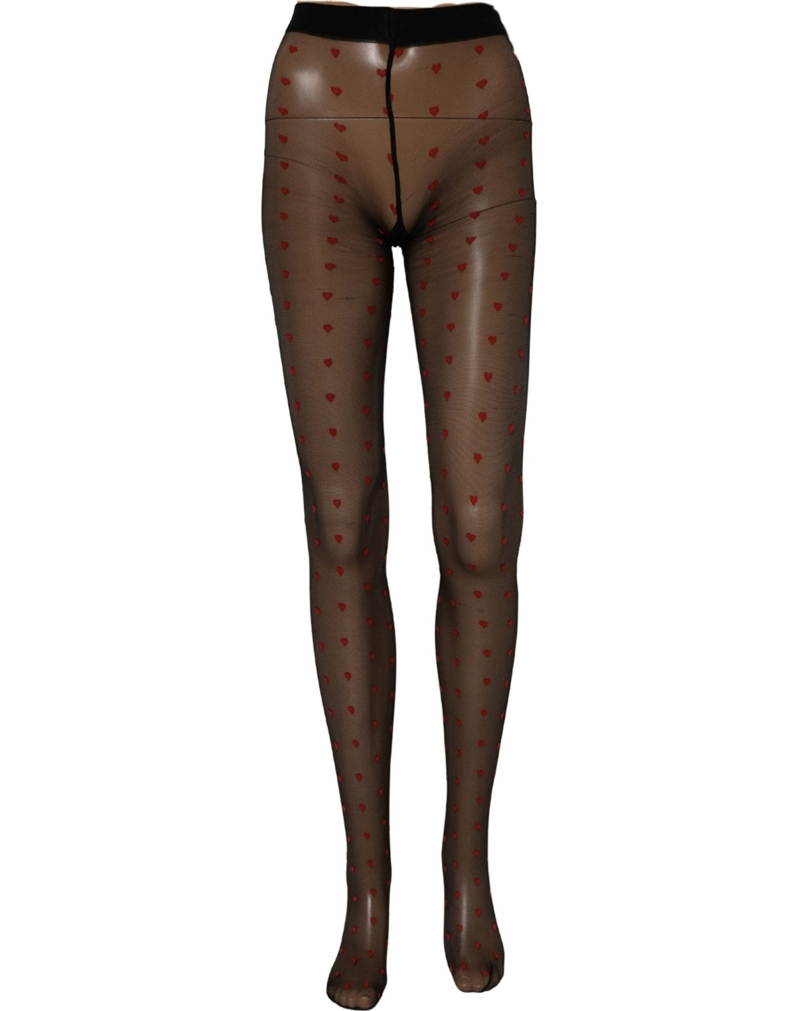 Dolce & Gabbana Black Nylon Hearts Tights Stocking Pantyhose Socks - RIMODA