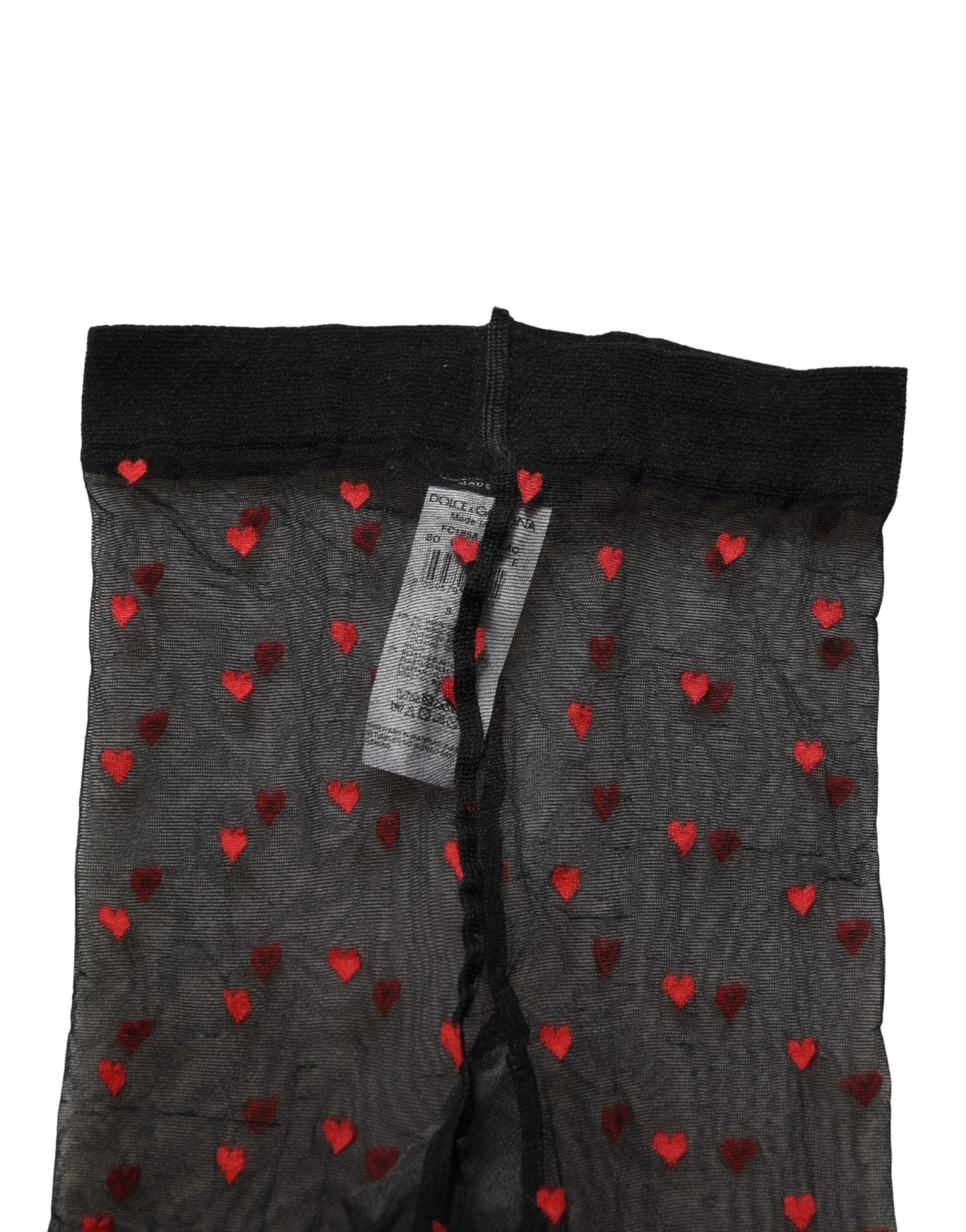 Dolce & Gabbana Black Nylon Hearts Tights Stocking Pantyhose Socks - RIMODA