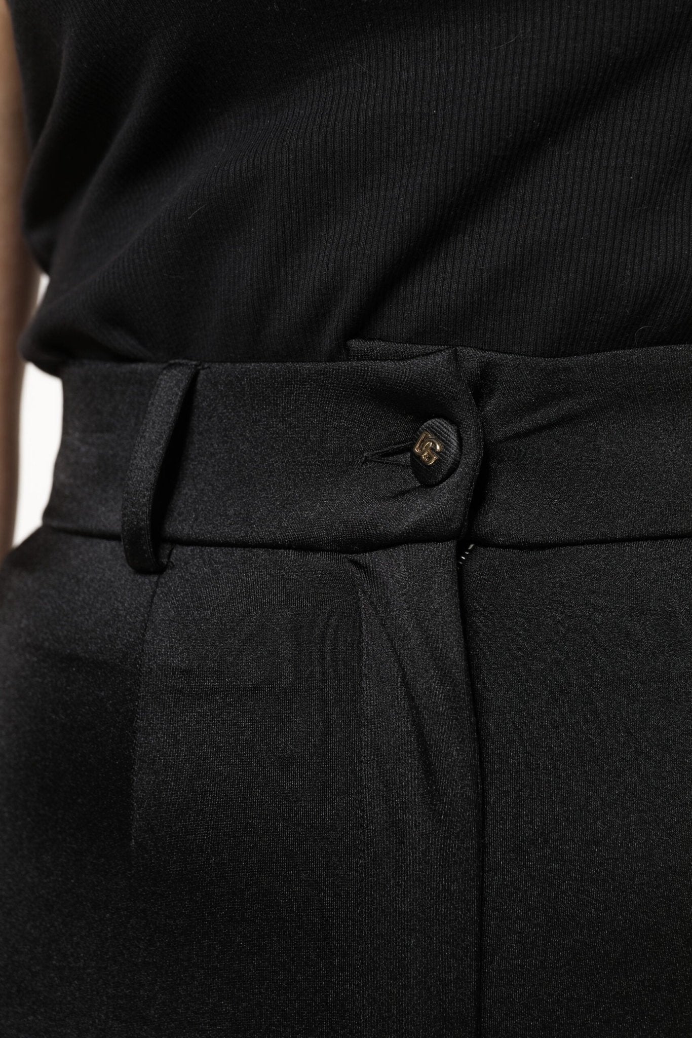 Dolce & Gabbana Black Nylon High Waist Slim Fit Pants - RIMODA